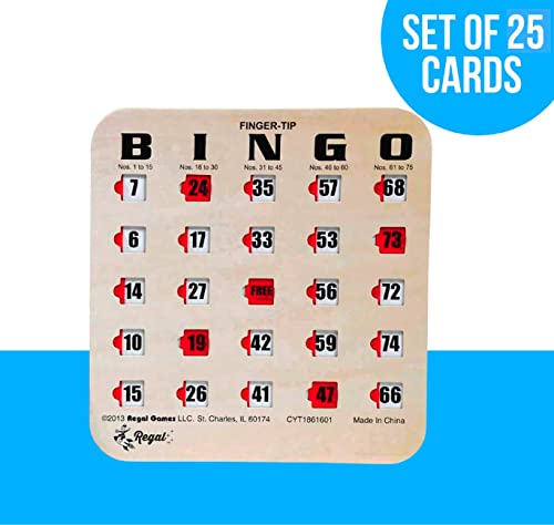 Regal Games - Finger-Tip Shutter Slide Bingo Cards - 25 Pack - Woodgrain - Perfect for Group Events, Bulk Purchasing