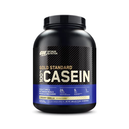 Optimum Nutrition Gold Standard 100% Micellar Casein Protein Powder, Slow Digesting, Helps Keep You Full, Overnight Muscle Recovery, Creamy Vanilla, 4 Pound (Packaging May Vary)