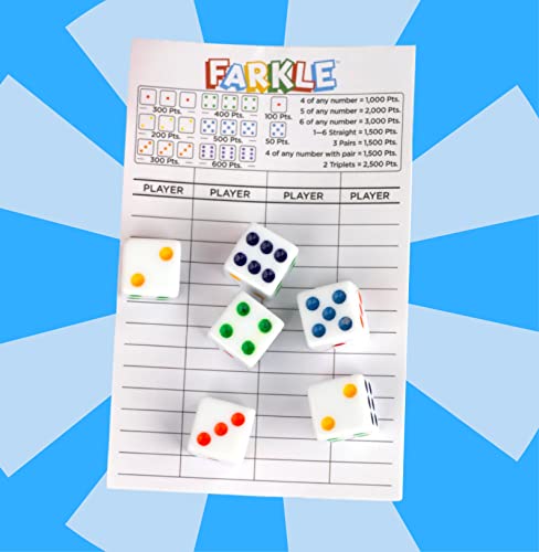 Regal Games - Farkle Dice Game - Fun Family-Friendly Dice Game - Includes Storage Cup with Lid, Six Dice, 25 Scorecards - Ideal for 2-4 Players Ages 12+