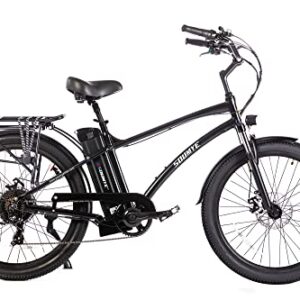 Soumye 48V500W13Ah 26" Step-Over Beach Cruiser Electric Bicycle City E-Bike Mountain Bike(Fit 5Ft 3in to 6Ft 8in, Black)