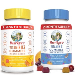 kids vitamin d3 gummies & vegan vitamin c gummies bundle | supplement for bone strength, phosphorus and calcium absorption | supports immune function & overall health for adults & kids