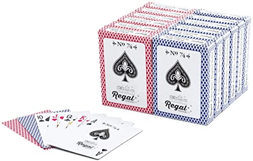 Regal Games - Bulk Playing Cards -2 Sets of 6-Red and Blue-12 Pack - Poker Size, Standard Index -for Blackjack, Euchre, Canasta Card Game - Perfect for Large Events, Bulk Purchasing