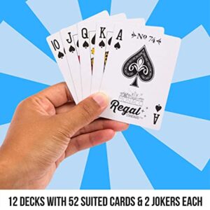 Regal Games - Bulk Playing Cards -2 Sets of 6-Red and Blue-12 Pack - Poker Size, Standard Index -for Blackjack, Euchre, Canasta Card Game - Perfect for Large Events, Bulk Purchasing