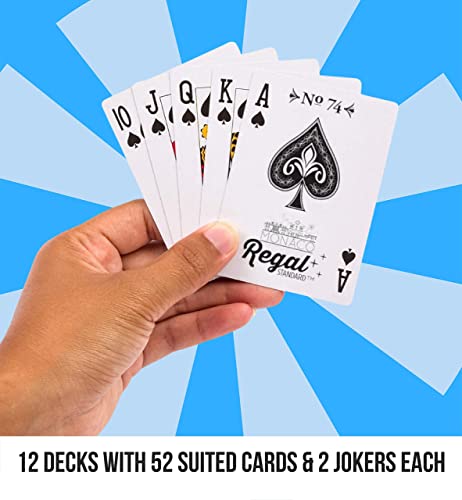 Regal Games - Bulk Playing Cards -2 Sets of 6-Red and Blue-12 Pack - Poker Size, Standard Index -for Blackjack, Euchre, Canasta Card Game - Perfect for Large Events, Bulk Purchasing