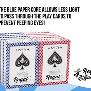 Regal Games - Bulk Playing Cards -2 Sets of 6-Red and Blue-12 Pack - Poker Size, Standard Index -for Blackjack, Euchre, Canasta Card Game - Perfect for Large Events, Bulk Purchasing