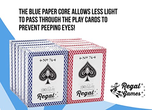 Regal Games - Bulk Playing Cards -2 Sets of 6-Red and Blue-12 Pack - Poker Size, Standard Index -for Blackjack, Euchre, Canasta Card Game - Perfect for Large Events, Bulk Purchasing