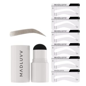 madluvv patented eyebrow stamp stencil kit, 1-step brow stamp™ + shaping kit, the original viral eyebrow stamp and stencil set (soft brown)