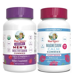 usda organic men’ s multivitamins gummies & magnesium citrate gummies bundle by maryruth’s | immune support | calm magnesium gummies for adults & kids 4+ | stress relief, bone, nerve, gut health