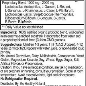 Probiotics for Infants, Toddlers & Kids - Vegan, Vegetarian, Non-GMO, Gluten Free, USDA Organic, w/Acidophilus Unflavored Drops 30-60 Servings
