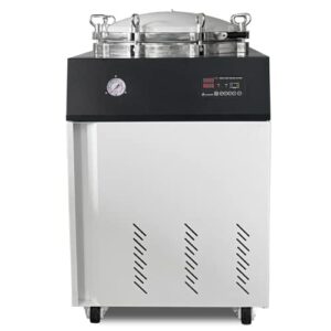 sh scientific new 150l vertical autoclave. glassware, mushroom grain and culture media sterilization. quicker cycle. advanced pressure gauge display (psi). 20psi at 121℃. commercial and lab use. 220v