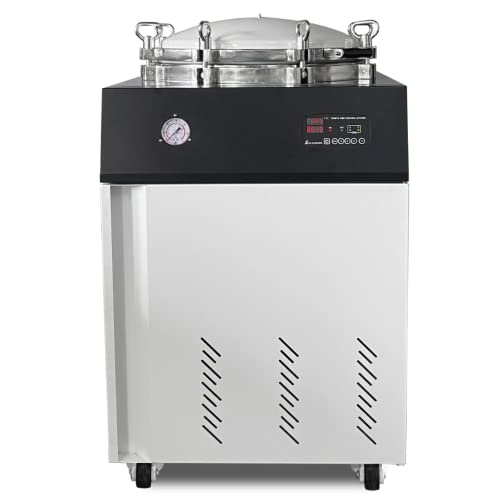 SH Scientific New 150L Vertical Autoclave. Glassware, Mushroom Grain and Culture Media Sterilization. Quicker Cycle. Advanced Pressure Gauge Display (PSI). 20psi at 121℃. Commercial and lab use. 220V