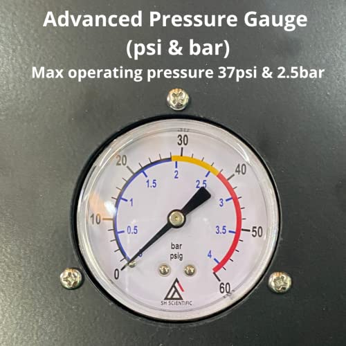 SH Scientific New 150L Vertical Autoclave. Glassware, Mushroom Grain and Culture Media Sterilization. Quicker Cycle. Advanced Pressure Gauge Display (PSI). 20psi at 121℃. Commercial and lab use. 220V