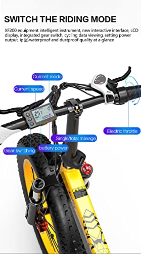 Bezior Electric Bike XF200 for Adults, Foldable 20" x 4.0 Fat Tire Electric Bicycle, 1000w Motor 48V 15Ah Removable Lithium Battery (Black & Yellow)