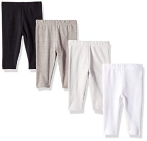 hanes baby leggings, ultimate flexy knit pants boys & girls, 3-pack, grey, 0-6 months
