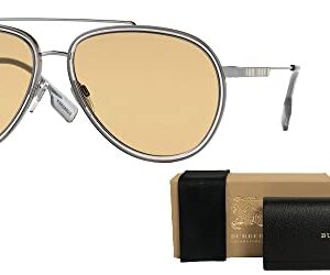 BURBERRY Oliver BE3125 1003/8 59MM Gunmetal/Light Yellow Pilot Sunglasses for Men + BUNDLE With Designer iWear Complimentary Eyewear Kit