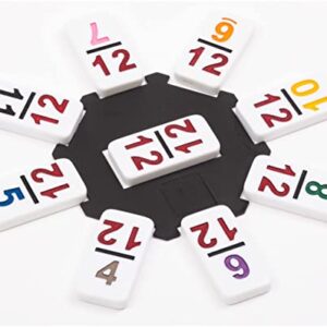 Regal Games - Double 12 Dominoes - Colored Numbers Set - Mexican Train Game Set with Hub, 91 Numbered Domino Tiles, 4 Trains, and Collector's Tin - Ideal for 2-4 Players Ages 8 for Kids and Adults