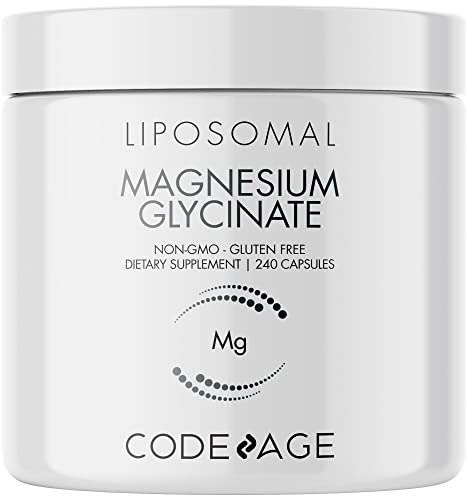 Codeage Liposomal Magnesium Glycinate Supplement, 2-Month Supply, Bisglycinate Magnesium Chelate, Chelated Magnesium Mineral Pills, BioPerine Black Pepper Vitamins Capsules, Non-GMO Vegan, 240 ct