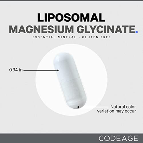 Codeage Liposomal Magnesium Glycinate Supplement, 2-Month Supply, Bisglycinate Magnesium Chelate, Chelated Magnesium Mineral Pills, BioPerine Black Pepper Vitamins Capsules, Non-GMO Vegan, 240 ct