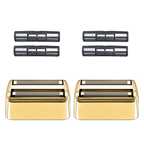 2 Pack Replacement Foil and Cutters Compatible with BaBylissPRO Double Foil Shaver, Replacement Foil Compatible with BaBylissPRO FXFS2 Shaver,Golden