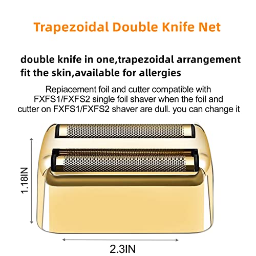 2 Pack Replacement Foil and Cutters Compatible with BaBylissPRO Double Foil Shaver, Replacement Foil Compatible with BaBylissPRO FXFS2 Shaver,Golden