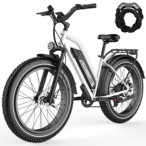 Himiway Cruiser Step-Thru Electric Bike for Adults, 60Miles Range 48V 17.5Ah Battery 750W Motor 26" x 4" Fat Tire Electric Bike, 25MPH E Bike Adults 350LBS Payload, Shimano 7 Speed, UL Certified