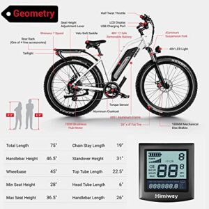 Himiway Cruiser Step-Thru Electric Bike for Adults, 60Miles Range 48V 17.5Ah Battery 750W Motor 26" x 4" Fat Tire Electric Bike, 25MPH E Bike Adults 350LBS Payload, Shimano 7 Speed, UL Certified