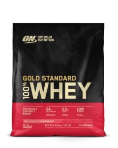 optimum nutrition gold standard 100% whey delicious strawberry – 10 lbs