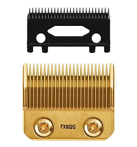 FX802G Replacement Blades Compatible with BaBylissPRO FX870/FXF880/FX810/FX825/FX673N Clippers, DLC Replacement Taper Blades for BaByliss Clipper Blades, Gold