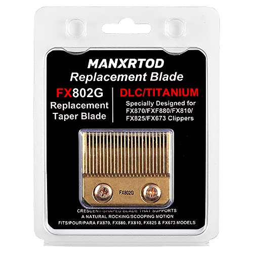 FX802G Replacement Blades Compatible with BaBylissPRO FX870/FXF880/FX810/FX825/FX673N Clippers, DLC Replacement Taper Blades for BaByliss Clipper Blades, Gold