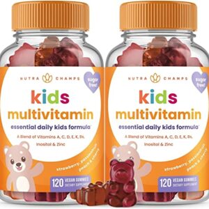 Kids Multivitamin Gummies | Multivitamin for Kids | Sugar Free Kids Vitamins | Vegan & Non-GMO | Gluten Free | Strawberry, Passionfruit, Peach & Cherry | 120 Gummy Vitamins for Kids (2 Pack)