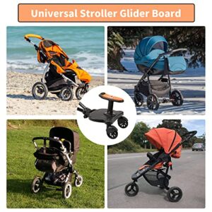 Universal Stroller Board 2-in-1 Buggy Board with Detachable Seat Standing Board, Rider Stroller Glider Board Suitable for Most Brands of Strollers, Holds Children Up to 55lbs