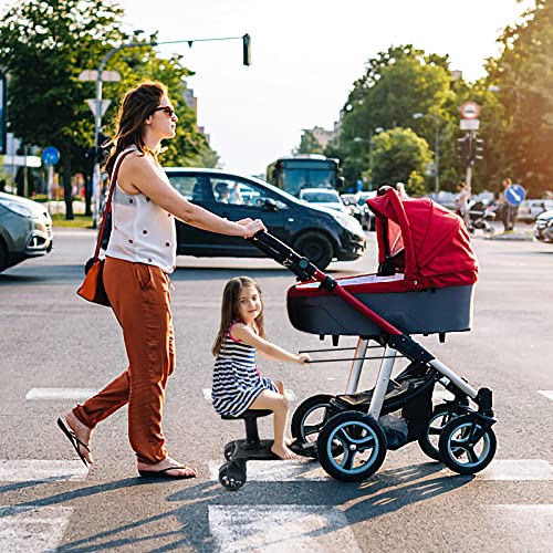 Universal Stroller Board 2-in-1 Buggy Board with Detachable Seat Standing Board, Rider Stroller Glider Board Suitable for Most Brands of Strollers, Holds Children Up to 55lbs