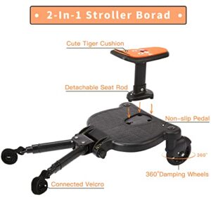 Universal Stroller Board 2-in-1 Buggy Board with Detachable Seat Standing Board, Rider Stroller Glider Board Suitable for Most Brands of Strollers, Holds Children Up to 55lbs