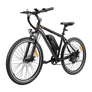 jasion eb5 electric bike for adults, 350w electric mountain bike, 26” electric commuter bicycle with 20mph removable battery, shimano 7 speed, front suspension (black)