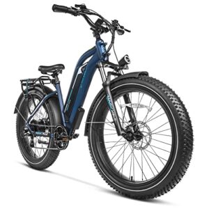 magicycle 750w electric bike for adults 52v 15ah e bike 26″ fat tire electric bike 7 speeds cruiser step-thru electric mountain bike – midnight blue