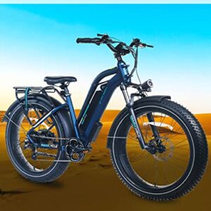 MAGICYCLE 750W Electric Bike for Adults 52V 15AH E Bike 26" Fat Tire Electric Bike 7 Speeds Cruiser Step-Thru Electric Mountain Bike - Midnight Blue