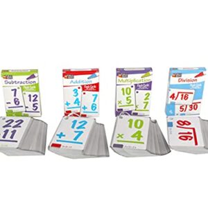 Regal Games - Four-Pack Variety Math Flash Cards - Addition, Subtraction, Multiplication, Division Practice - Classroom, Homework, Study Supplement - Includes 2 Binder Rings - 208 Cards