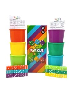regal games – farkle fiesta – fun family-friendly dice game – includes 6 multi-colored cups, 6 sets of colorful dice, 20 scorecards – ultimate party game – ages 8+
