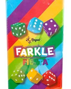 Regal Games - Farkle Fiesta - Fun Family-Friendly Dice Game - Includes 6 Multi-Colored Cups, 6 Sets of Colorful Dice, 20 Scorecards - Ultimate Party Game - Ages 8+