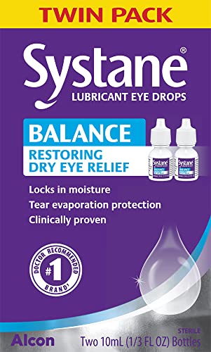 Systane Balance Lubricant Eye Drops, Restorative Formula, Twin pack, 0.33 Fl Oz (Pack of 2)