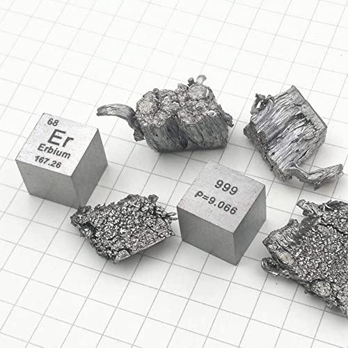 LINGOSHUN Periodic Table Erbium Metal Cube 99.9% Pure for Element Collection Lab Experiment Material Hobbies Substance Block Display/Matte / 10x10x10mm