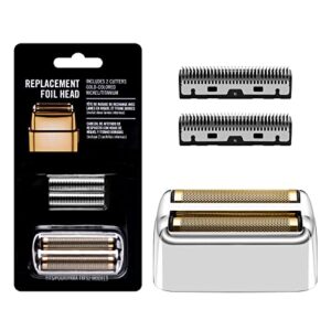 replacement foil and cutters for babylisspro barberology double foil shaver, replacement foil for babylisspro barberology fxfs2 shaver, silver