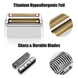 Replacement Foil and Cutters for BaBylissPRO Barberology Double Foil Shaver, Replacement Foil for BaBylissPRO Barberology FXFS2 Shaver, Silver