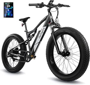 fiotas reaspire electric bikes adult 750w bafang motor ebike 48v 16ah lithium battery 26” fat tire e bikes 50 miles mountain snow beach electric bicycle dual shock absorbers shimano 8-speed (black)