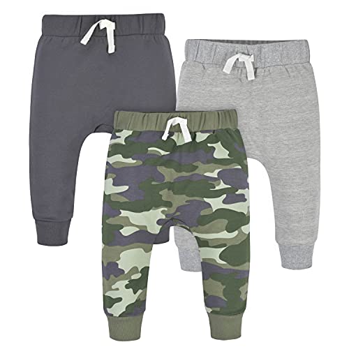 Gerber Baby Boys' Toddler 3-Pack Jogger Pants, Camo, Newborn