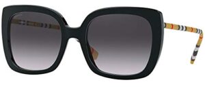 burberry caroll be 4323 38538g black plastic square sunglasses black gradient lens