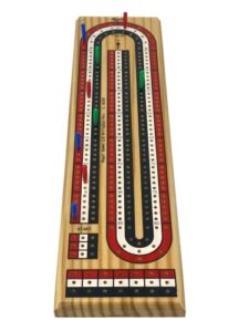 regal games – cribbage board – fun, family-friendly board game – includes natural wood game board (11″ x 4.5″ x 2.75″), 6 multi-colored pegs – ideal for 2-4 players – ages 8+