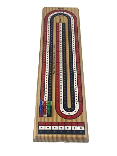 Regal Games - Cribbage Board - Fun, Family-Friendly Board Game - Includes Natural Wood Game Board (11" x 4.5" x 2.75"), 6 Multi-Colored Pegs - Ideal for 2-4 Players - Ages 8+