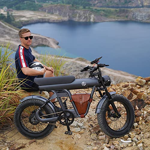 YYG Cool Electric Bike Adult 1200W, 20 Inch Fat Tire Ebike 32MPH & 45 Miles Long Range Urban Commuter E Bike with 48V 20AH Battery, Dual Shock Absorber Electric Motorcycle Dirt Bike