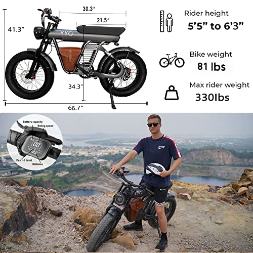 YYG Cool Electric Bike Adult 1200W, 20 Inch Fat Tire Ebike 32MPH & 45 Miles Long Range Urban Commuter E Bike with 48V 20AH Battery, Dual Shock Absorber Electric Motorcycle Dirt Bike